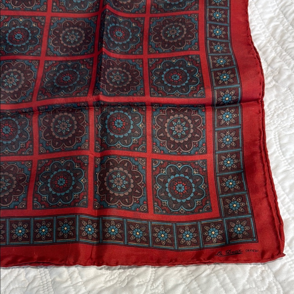 Red and Blue Floral Patterned Scarf